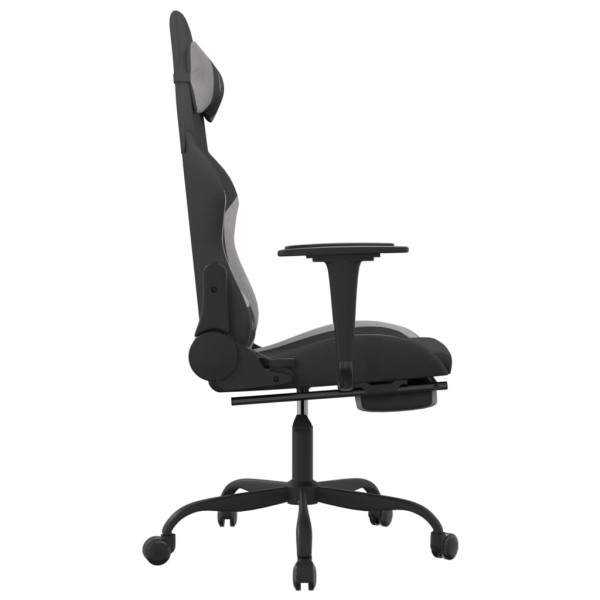 Silla gaming con reposapiés tela gris claro y negro M 4