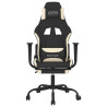 Silla gaming de masaje con reposapiés tela negro y crema 3