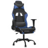 Cadeira gaming massagens c/ apoio pés couro artif. preto/azul 2