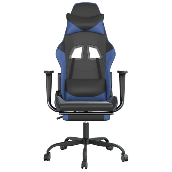 Cadeira gaming massagens c/ apoio pés couro artif. preto/azul M 4