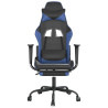 Cadeira gaming massagens c/ apoio pés couro artif. preto/azul 4
