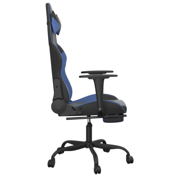 Cadeira gaming massagens c/ apoio pés couro artif. preto/azul M 5