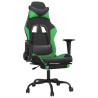 Silla gaming con reposapiés cuero sintético negro verde 2