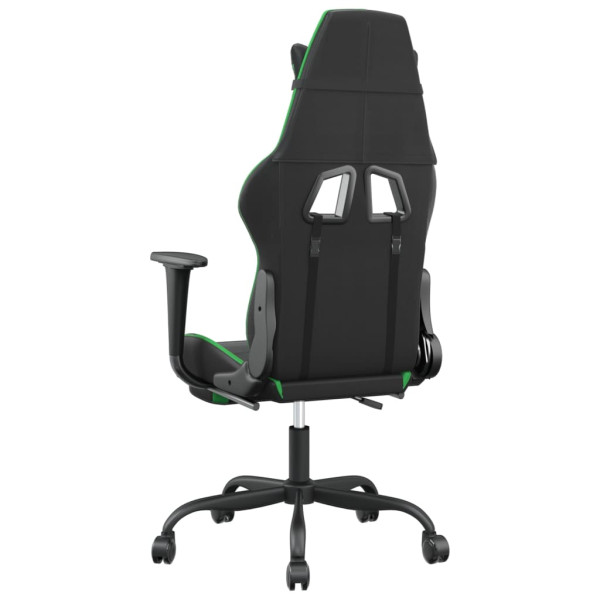 Cadeira gaming c/ apoio pés couro artificial preto e verde M 5