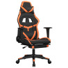 Silla gaming con reposapiés cuero sintético negro naranja 2