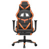 Silla gaming con reposapiés cuero sintético negro naranja 3