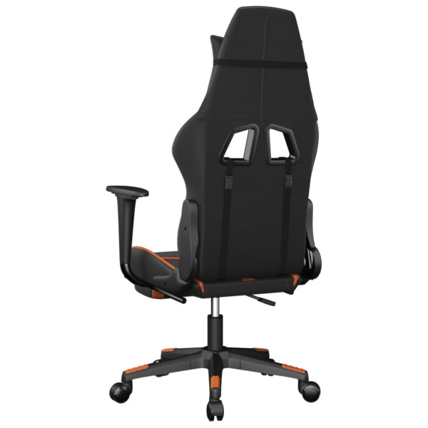 Silla gaming con reposapiés cuero sintético negro naranja M 5