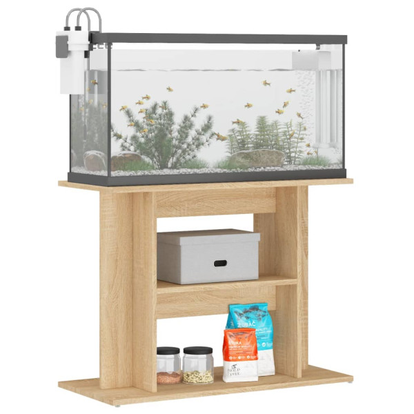 Soporte para acuario madera ingeniería roble Sonoma 80x35x60 cm M 3
