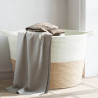 Cesta para ropa sucia algodón beige y blanco Ø60x36 cm 1