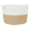 Cesta para ropa sucia algodón beige y blanco Ø60x36 cm 2