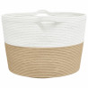 Cesta para ropa sucia algodón beige y blanco Ø60x36 cm 5