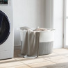 Cesta para ropa sucia algodón gris y blanco Ø55x36 cm 3