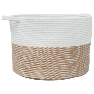 Cesta para ropa sucia algodón marrón y blanco Ø55x36 cm H