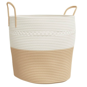 Cesta de almacenaje algodón beige y blanco Ø43x38 cm H