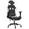 Silla gaming masaje y reposapiés cuero sintético negro blanco 2