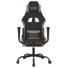 Silla gaming de masaje con reposapiés tela negro y gris taupe 4