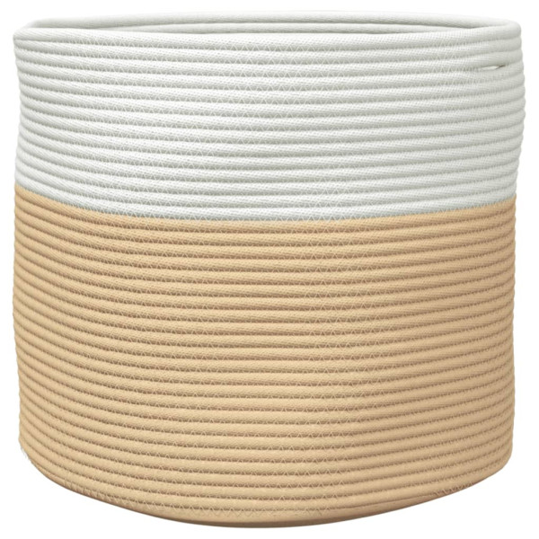 Cesto de arrumação Ø40x35 cm algodão bege e branco M 5
