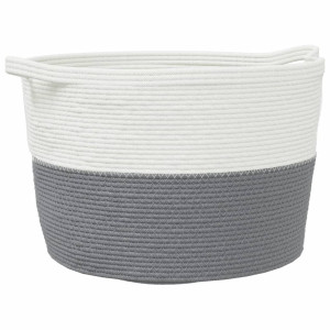 Cesta para ropa sucia algodón gris y blanco Ø60x36 cm H