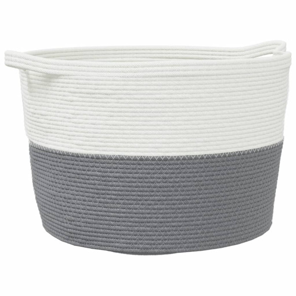 Cesta para ropa sucia algodón gris y blanco Ø60x36 cm M 2