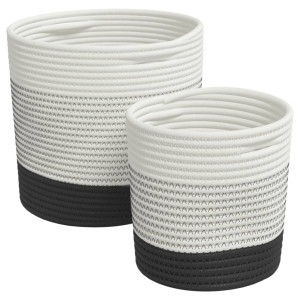 Cestos de arrumação 2 pcs algodão branco e preto H