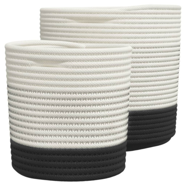 Cestos de arrumação 2 pcs algodão branco e preto M 3