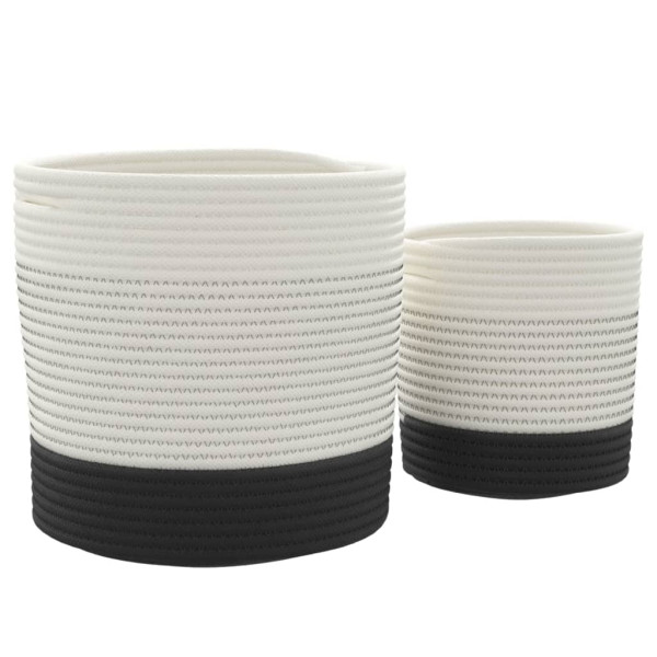 Cestos de arrumação 2 pcs algodão branco e preto M 4