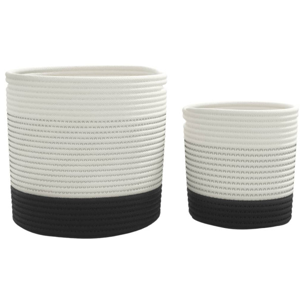 Cestos de arrumação 2 pcs algodão branco e preto M 5
