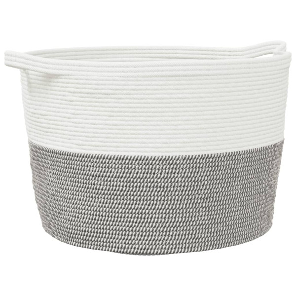 Cesta para ropa sucia algodón gris y blanco Ø60x36 cm M 2