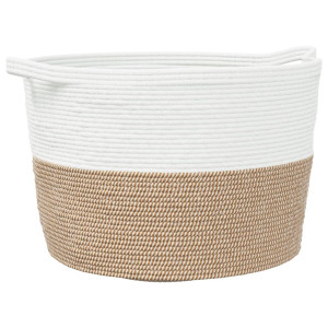 Cesta para ropa sucia algodón marrón y blanco Ø60x36 cm H