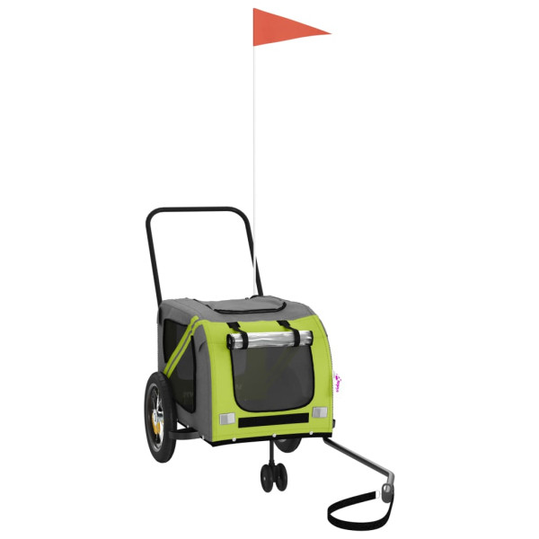 Remolque bicicleta para perros hierro tela Oxford verde negro M 2