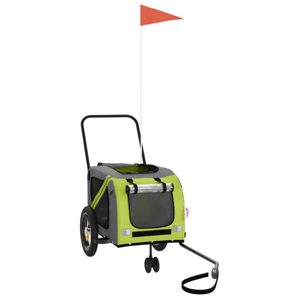 Remolque bicicleta para perros hierro tela Oxford verde negro M 3