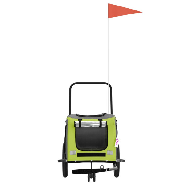 Remolque bicicleta para perros hierro tela Oxford verde negro M 4