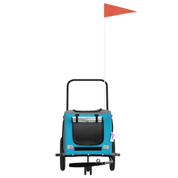 Remolque de bicicleta para perros hierro tela Oxford azul negro M 4