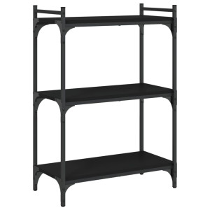 Librería de 3 estantes madera de ingeniería negro 60x30x86 cm H