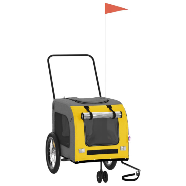 Remolque bicicleta para perros hierro tela Oxford amarillo gris M 2