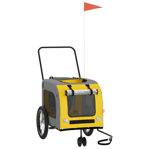 Remolque bicicleta para perros hierro tela Oxford amarillo gris M 3