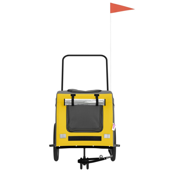 Remolque bicicleta para perros hierro tela Oxford amarillo gris M 4