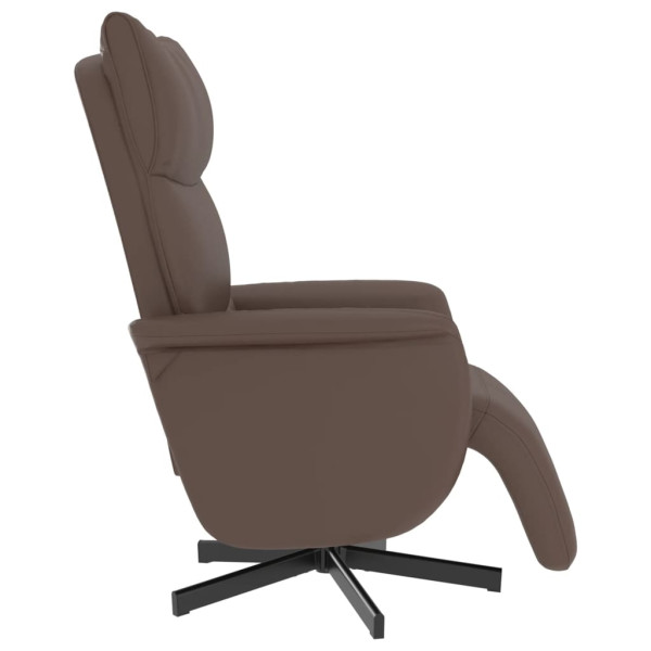 Sillón reclinable con reposapiés cuero sintético marrón M 4
