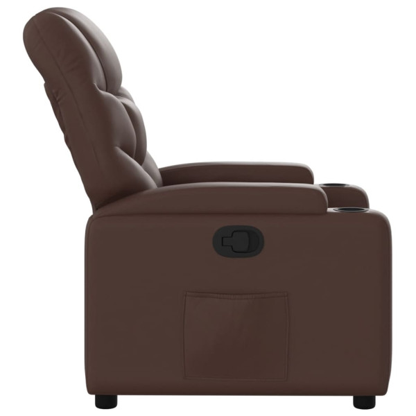 Sillón reclinable de cuero sintético marrón M 4