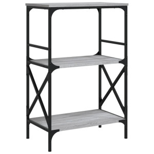 Librería 3 estantes madera ingeniería gris Sonoma 59x35x90.5 cm H