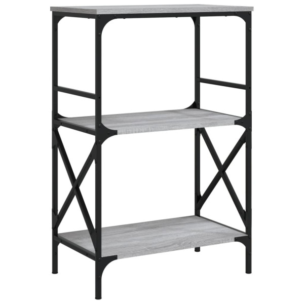 Librería 3 estantes madera ingeniería gris Sonoma 59x35x90.5 cm M 2