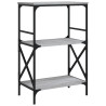 Librería 3 estantes madera ingeniería gris Sonoma 59x35x90.5 cm 2