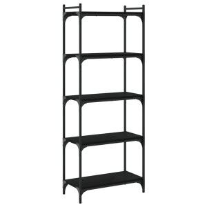 Librería de 5 estantes madera de ingeniería negro 60x30x154 cm H
