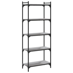 Librería 5 estantes madera ingeniería gris Sonoma 60x30x154 cm H