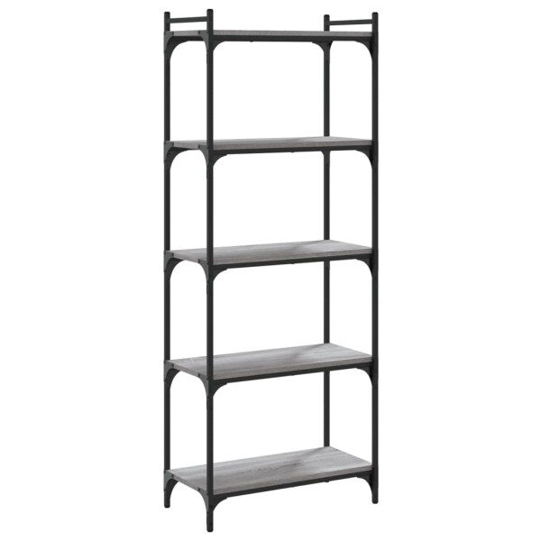 Librería 5 estantes madera ingeniería gris Sonoma 60x30x154 cm M 2
