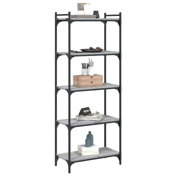 Librería 5 estantes madera ingeniería gris Sonoma 60x30x154 cm M 3