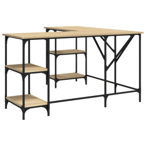 Escritorio madera de ingeniería roble Sonoma 139x139x75 cm H