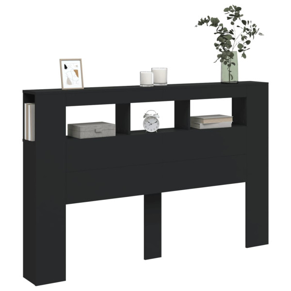 Cabecero con LED madera de ingeniería negro 160x18.5x103.5 cm M 4