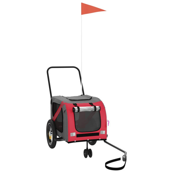 Remolque de bicicleta para perros hierro tela Oxford rojo negro M 2