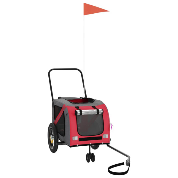 Remolque de bicicleta para perros hierro tela Oxford rojo negro M 3